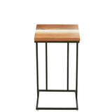 Table d'appoint J-Line en bois naturel et résine époxy blanche vue de face