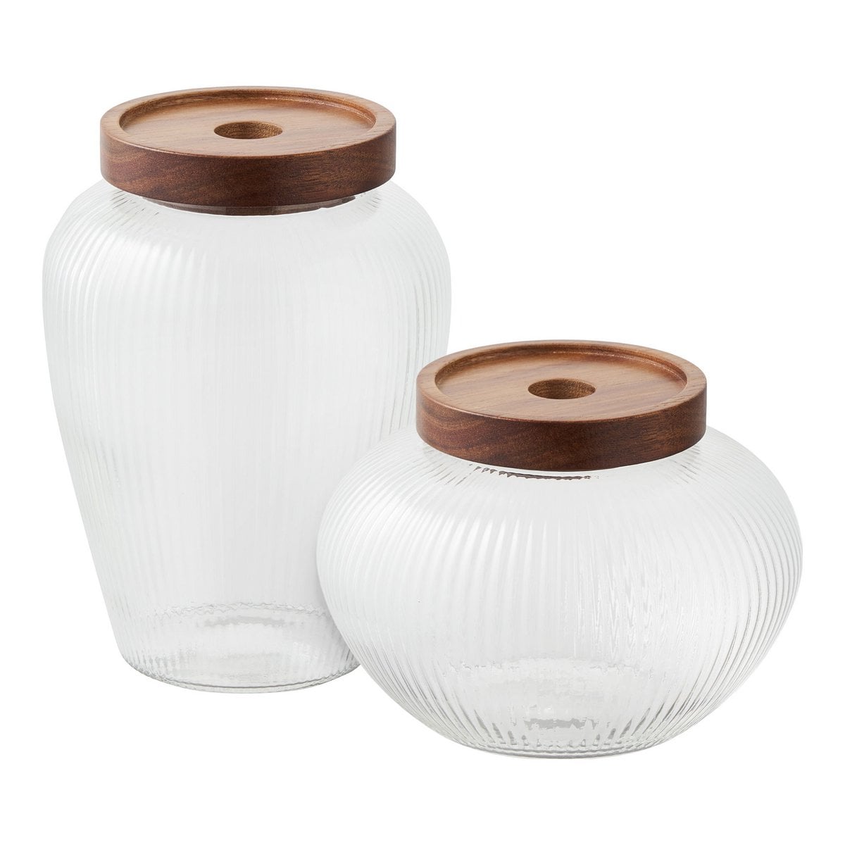 Pot de conservation Maya en verre et acacia avec couvercle en bois