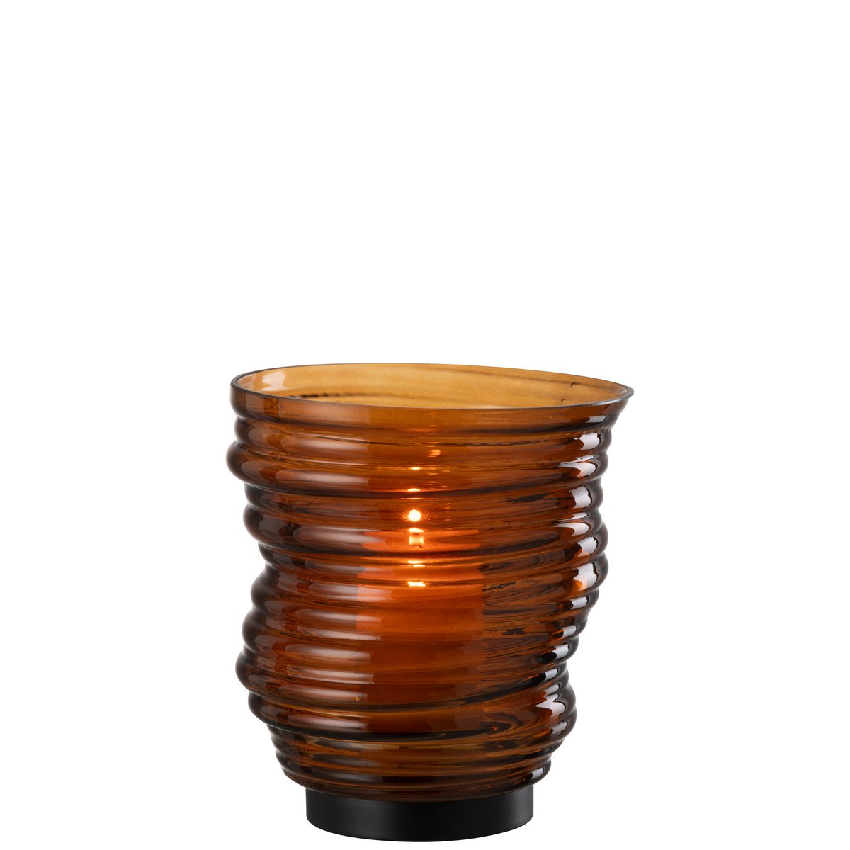 Vase Tornado en verre marron, design moderne et élégant.
