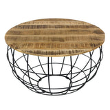 Table basse ronde durable Lexington ø 75 cm treillis métallique fil métallique table de salon en bois massif