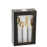 Couverts J-Line Pied-Poule dorés en acier inoxydable, vue de face