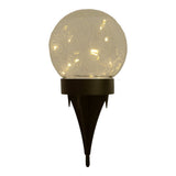 3 Définir la lampe solaire à LED / brochette moulu "Crackle" Ø 12cm, pour l'extérieur, lampe de table et le verre, blanc, avec LED intégrée