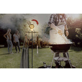 Spit de terre solaire LED H: 130 cm (barbecue), pour les brochettes à l'extérieur, en métal et en plastique en rouille, avec une LED intégrée