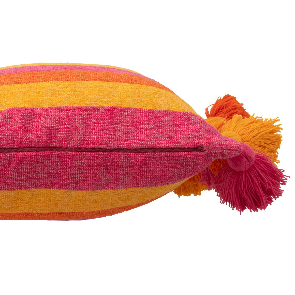 Coussin rayé J-Line en coton multicolore, design élégant et contemporain