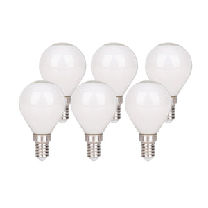 6 Set LED lampe avec douille E14, forme de poire 4 watts, en métal et en verre, laiteux