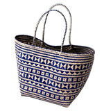 Sac à provisions bleu | Sac de plage | Tote Bag KIDUL en rotin