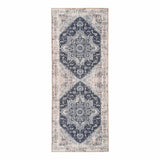 Tapis de Couloir Havana bleu avec motifs complexes, vue d'ensemble