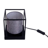 Table légère "bêta" gris en métal avec écran de tissu en gris, avec douille E14, lampe pour le salon, salle à manger, couloir et bureau, 15 x 15 x 17 cm