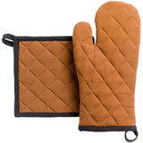 Lot gant de cuisine/manique recyclé Grace Caramel 15 x 32