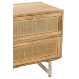 J-Line Table de chevet Rotin Bois de Manguier Naturel