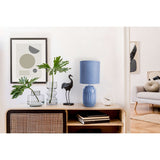 Lampe à table en céramique "Erida", lampe de table en céramique, bleu clair, avec socket E14, pour salle à manger, salon, couloir ou bureau, lampe à l'intérieur