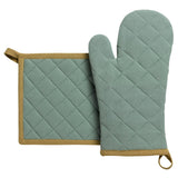 Lot gant de cuisine et manique recyclé Grace Aqua 18 x 32