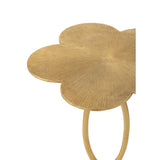 Vue de côté de la table Tiana en or, design moderne