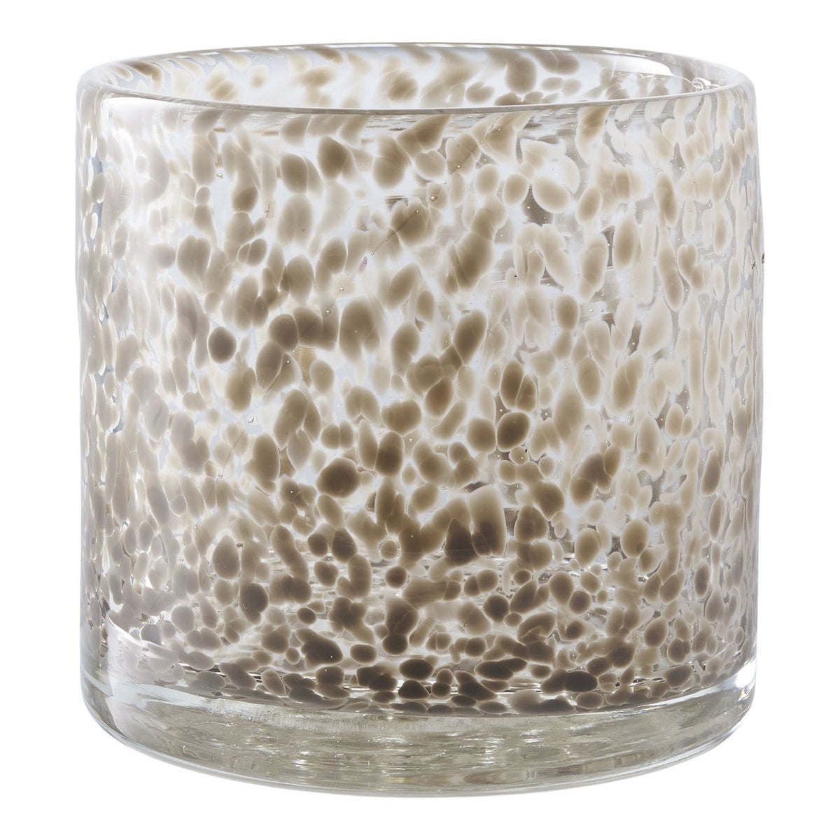 Bougeoir en verre marron sur fond blanc, design moderne.
