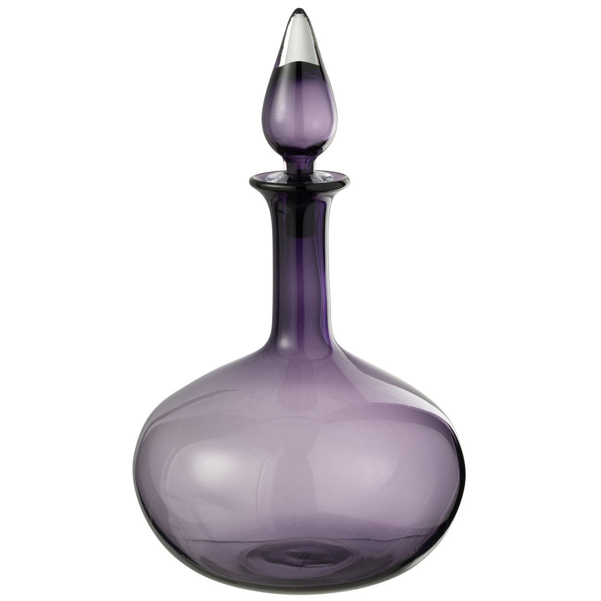 Vase J-Line en verre violet avec bouchon, design moderne et élégant.