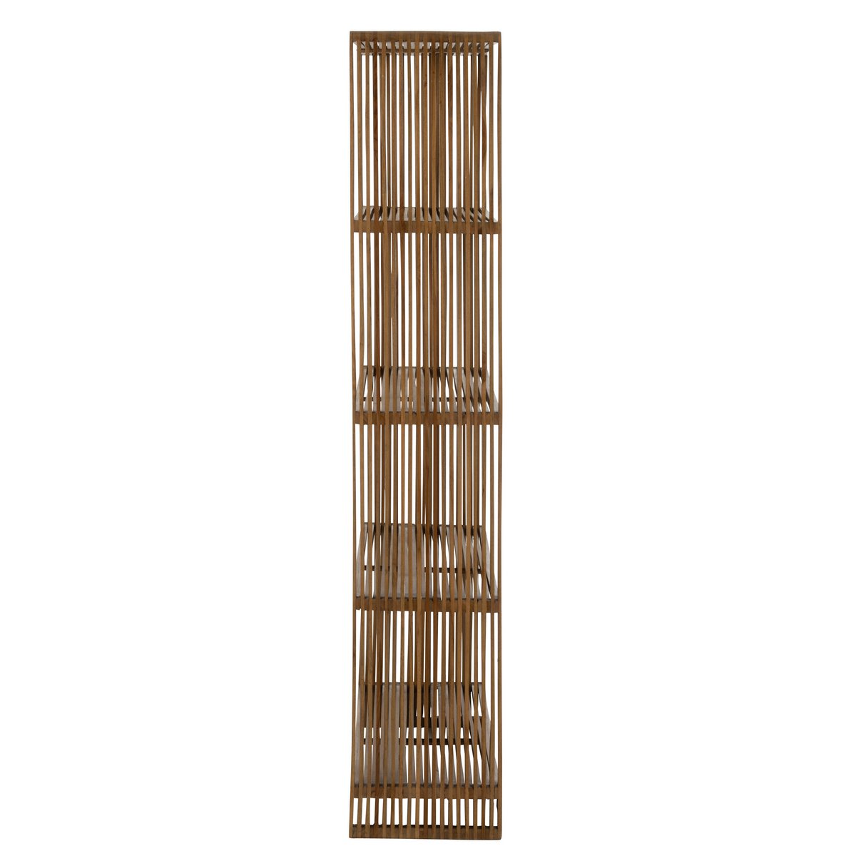Détail des étagères de la bibliothèque J-Line en bois naturel