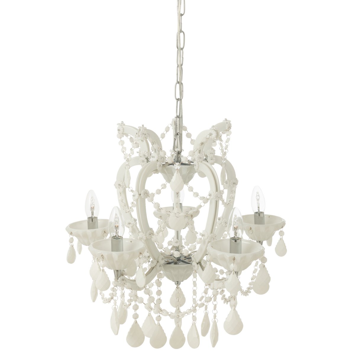 Vue latérale de la lampe J-Line Chandelier Antique, mettant en avant sa forme.