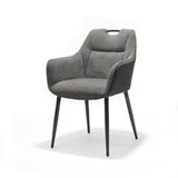 Fauteuil Adele en tissu anthracite avec cadre noir, vue de face