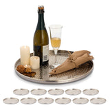 Plateau de service plateau décoratif 12 pièces métal ø 40 cm plateau à bougie rond argent ou or plateau décoratif