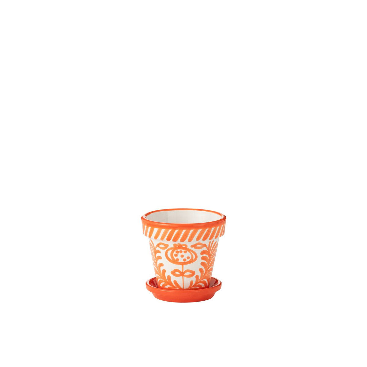 Pot de fleurs J-Line Grenade en céramique orange - vue de face