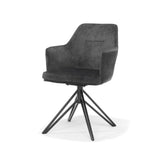 Chaise de bras Calvin tournant au tissu noir Aurora anthracite