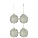 Boule de Noël Étoiles J-Line en verre argenté avec motifs étoilés