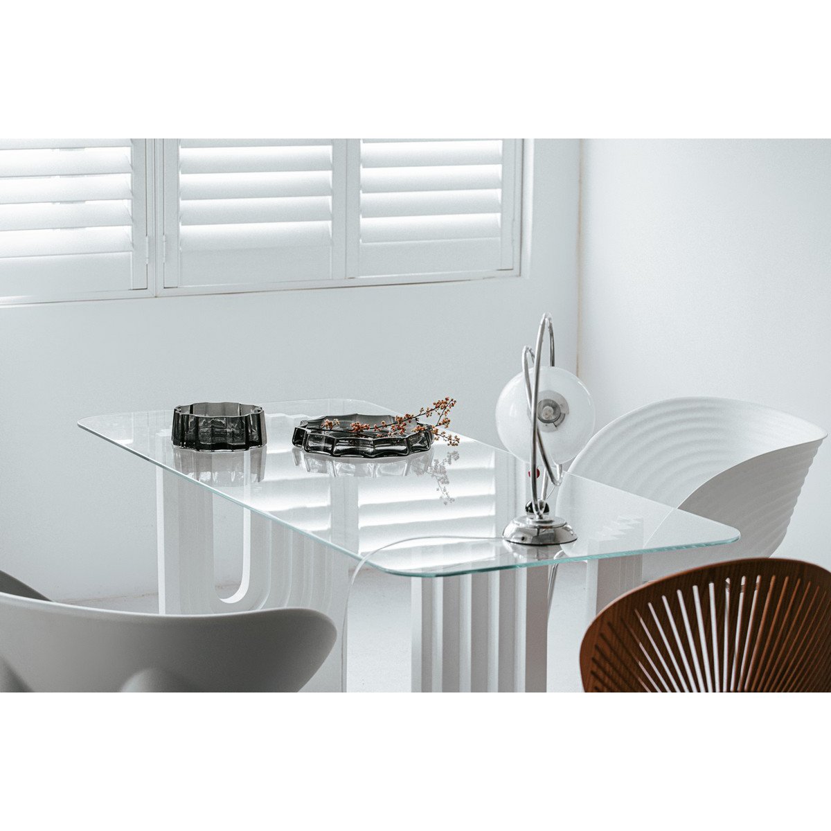 Bol LENOX 08 Gris - avec des fleurs blanches à l'intérieur