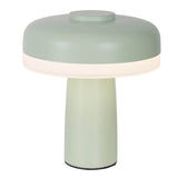 Table sans fil "PilU", 16,5 cm de haut, au-dessus de Ø de 15 cm, métal dans la menthe, plastique blanc, LED intégrée, 280 lumens, dimmable par capteur tactile, blanc chaud blanc