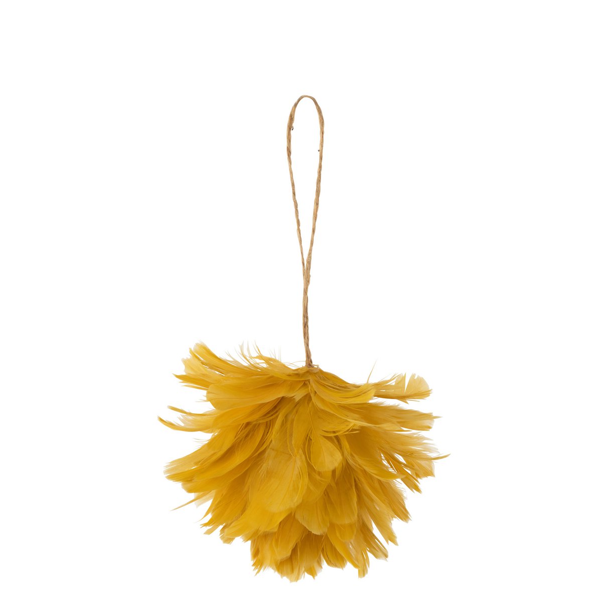 Pendentif Boule J-Line en plumes jaunes, design élégant et raffiné.