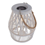 DÉCOLOR SOLAIRE LED "KORBINIAN" pour le jardin et la terrasse en bois et en rotin de nature, lampe solaire 34 cm de haut