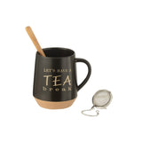 Sachet de thé J-Line en céramique noire avec cuillère et boule à thé