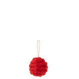 Pendentif Ball tricoté J-Line en laine rouge avec détails texturés