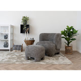 Vue latérale du Pouf Nazare beige, structure en bois