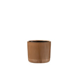 Pot de fleurs J-Line en céramique orange et beige, détail du motif