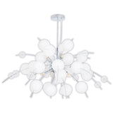 La lampe pendentielle "explosion" blanche, en métal et en verre, versions G9, lampe suspendue pour salle à manger, salon, hall ou bureau, Øca. 98 cm