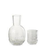 Carafe et verre Maya J-Line disposés sur une table moderne