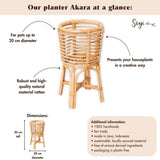 Support pour Plantes en Rotin Rond – Jardinière Boho – Panier à Plantes en Rotin – Support de Fleurs Naturel pour Pots jusqu'à Ø20 cm AKARA