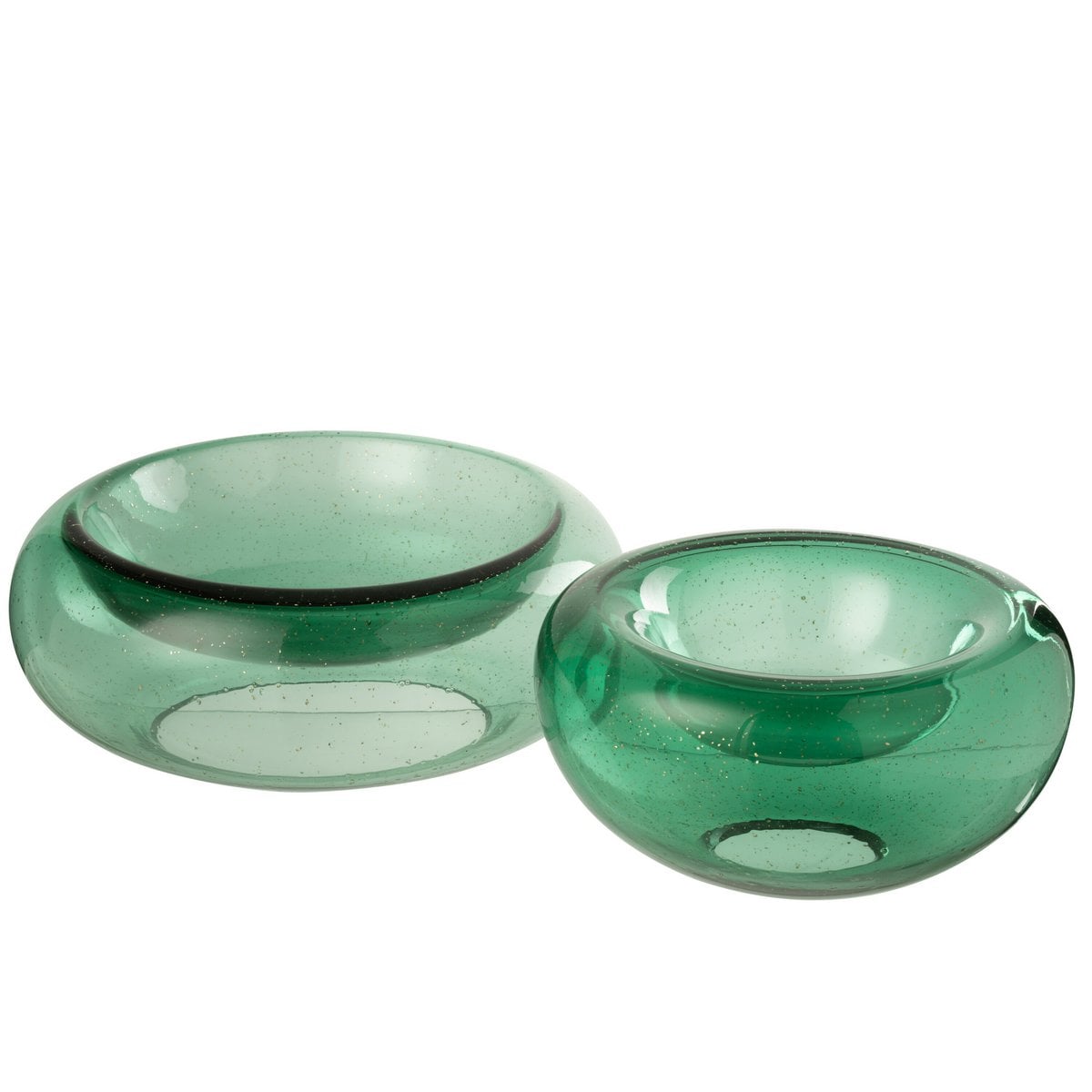 Bol décoratif J-Line Carol en verre vert, design moderne et élégant.