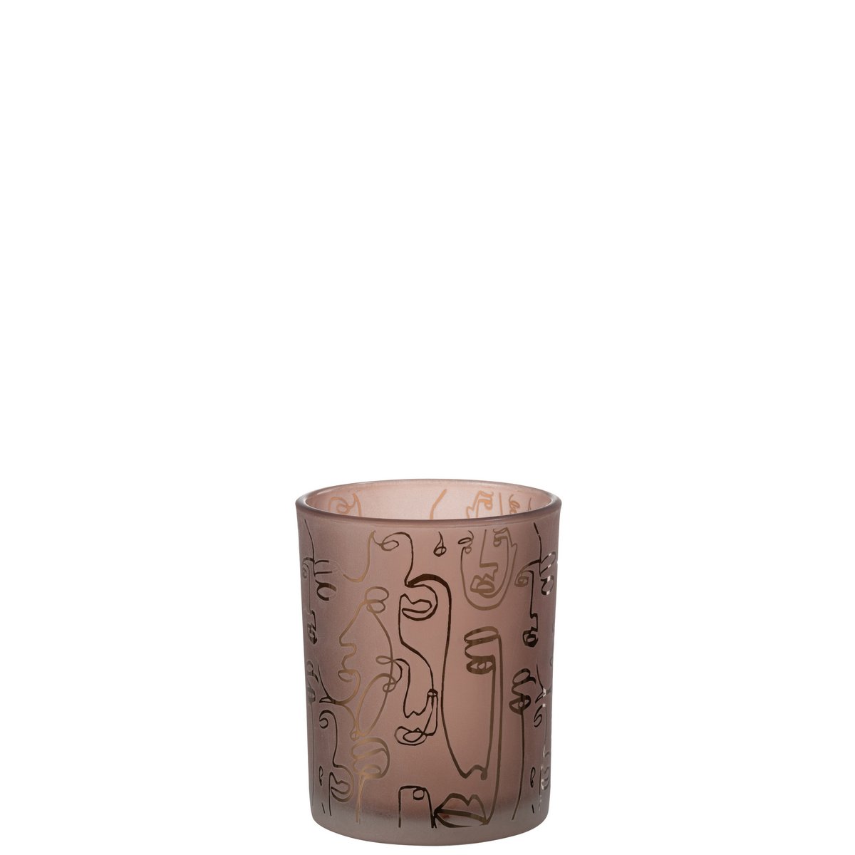 Lanterne J-Line Happy Faces en verre et terre cuite, vue de face