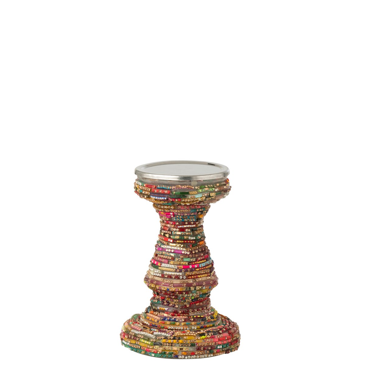 Détail du bougeoir J-Line Perles, finition brillante et design contemporain