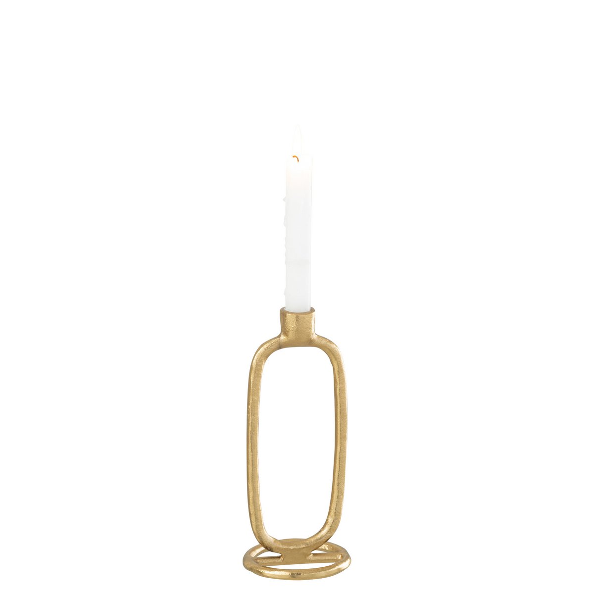 Bougeoir Ovale J-Line en aluminium doré, vue de face