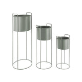 Ensemble de pots de fleurs Essence en métal vert, trois tailles différentes