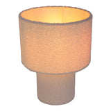 Lampe de table "duveteuse" avec des lames de texte et du pied en blanc, E27, env. 31 cm de haut