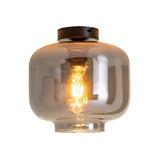 Plafond "vaso", rétro, plafond, métal et verre de fumée en anthracite, socket e27, pour salle à manger, salon, couloir ou bureau, avec un Øvon 25 cm