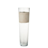 Vase J-Line Delph en verre transparent avec détails beiges, vue de face