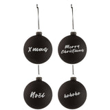 Quatre boules de Noël J-Line en verre noir dans leur boîte