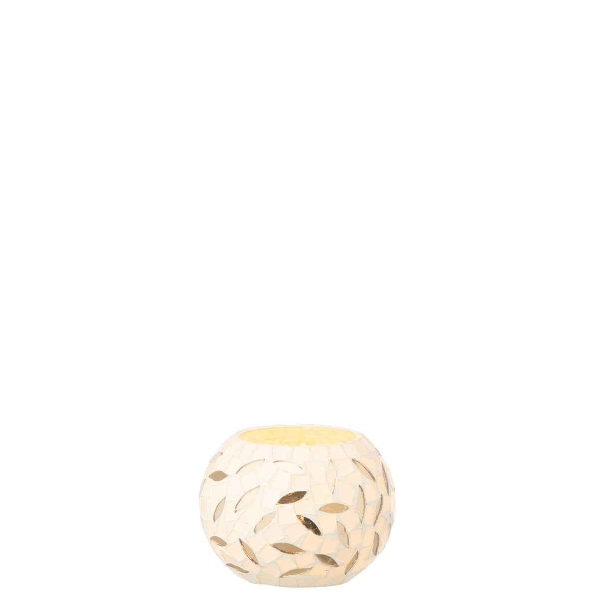 Détail du bougeoir J-Line Ball Mosaic, mettant en valeur son design contemporain.