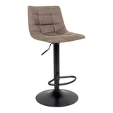 Chaise de bar Middelfart en microfibre marron clair avec base en acier noir, vue de face