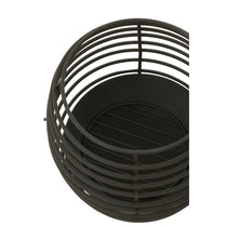 Brasero J-Line Round Rinds - vue de face, métal noir élégant