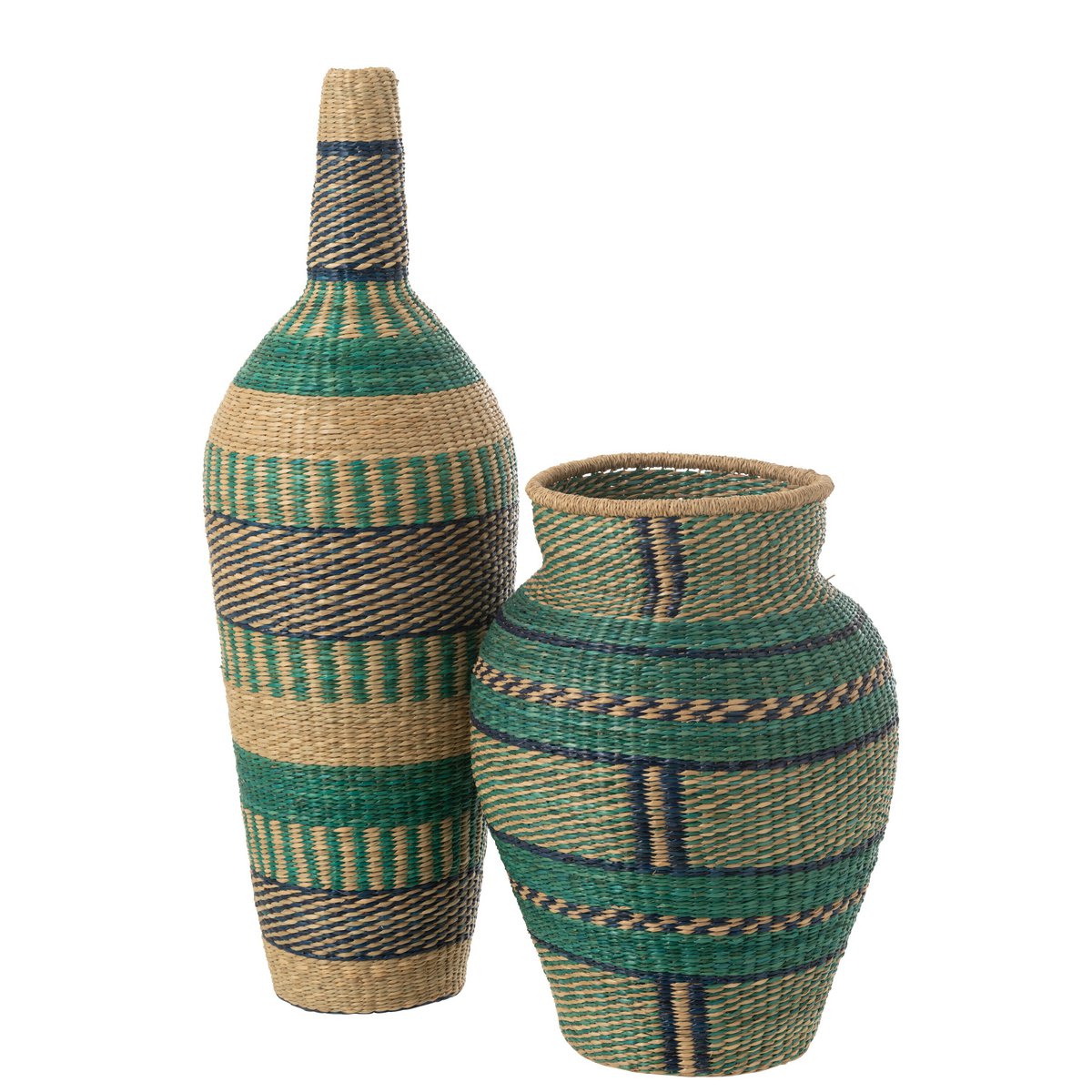 Vase Ninon en rotin avec motifs maritimes, hauteur 90 cm